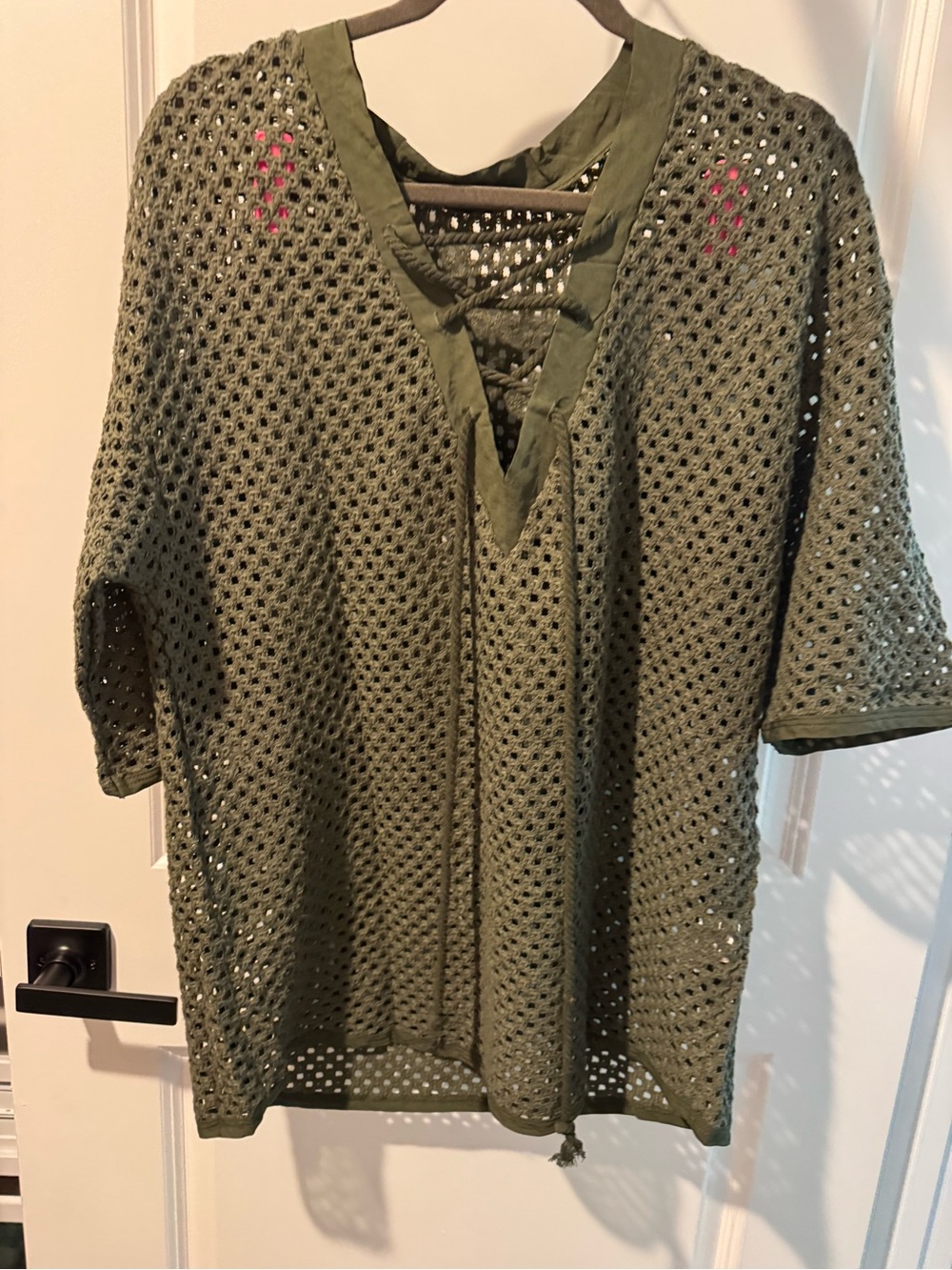 Olive Green Crochet Cover-Up Tunic - Women Swim